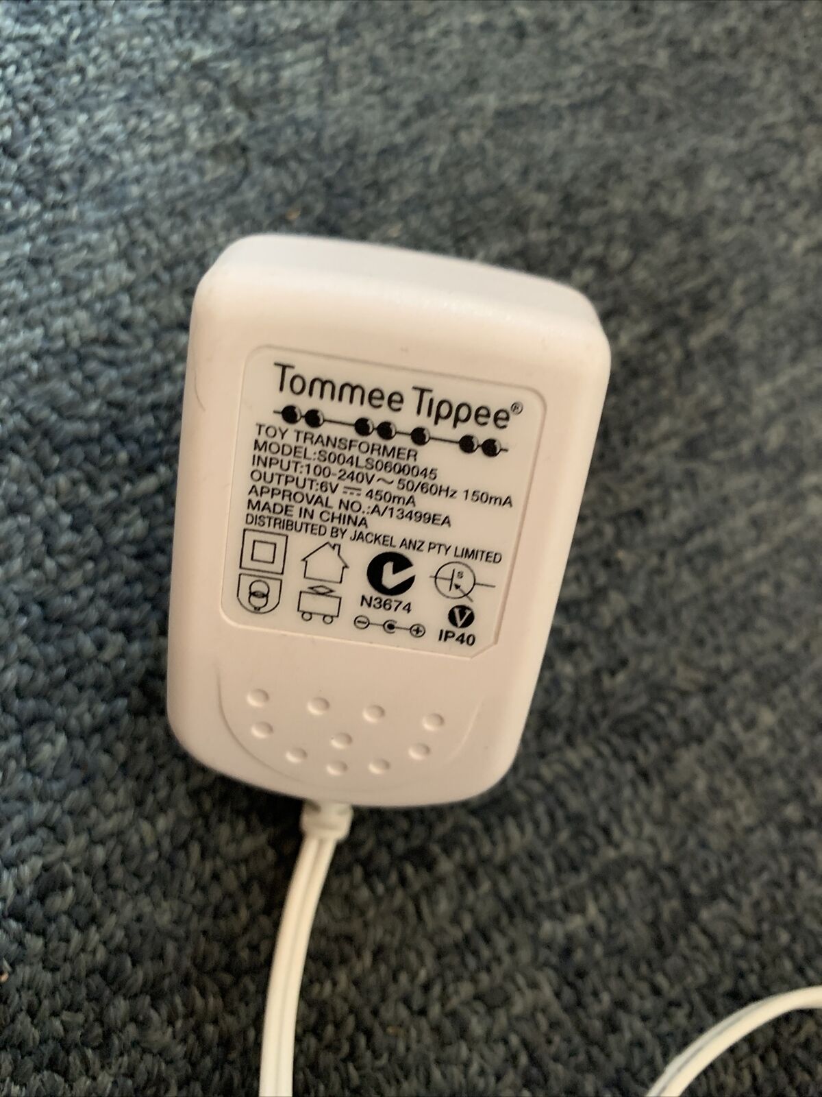 Tommee Tippee Toy Transformer S004LS0600045 AC Adapter 6V 450mA Colour: White Compatible Brand: Tommee Tippee Type:
